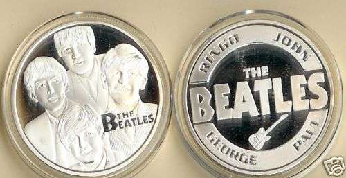 THE BEATLES SILVER PLATED COMMEMORATIVE COIN FAB 4