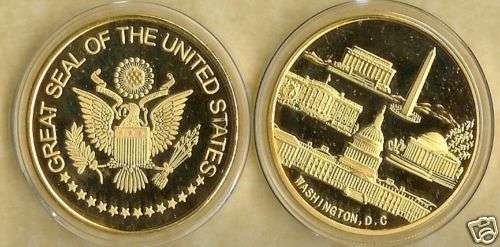 WASHINGTON DC 24 KT GOLD COIN MONUMENTS ~ WHITE HOUSE