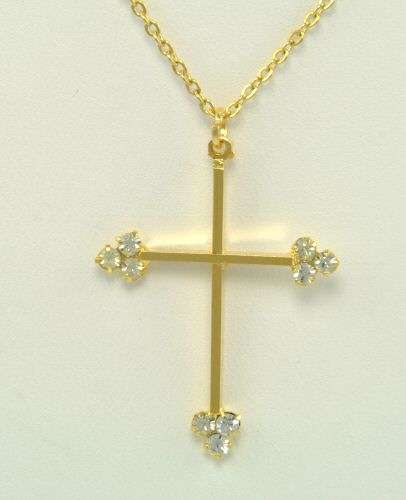 14K GOLD EP CLUSTER CROSS PENDANT