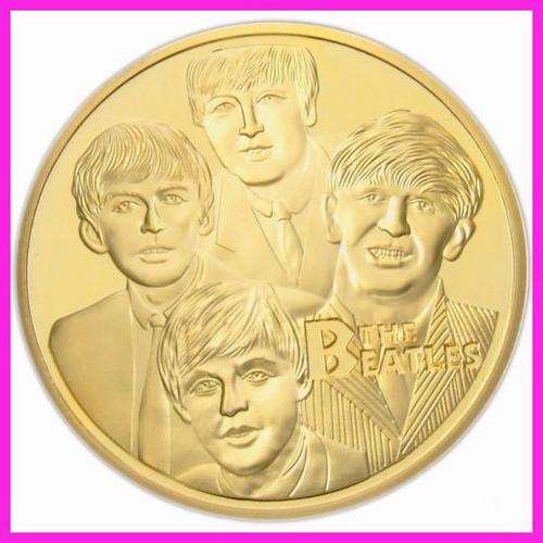 ROCK BAND THE BEATLES  GOLD PLATED COIN