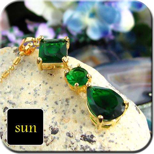 3x12~6MM GREEN EMERALD 18KGP MULT-CUT STYLISH PENDANT