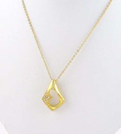 ARTISTIC RHINESTONE 14KT GOLD HGE PENDANT & CHAIN