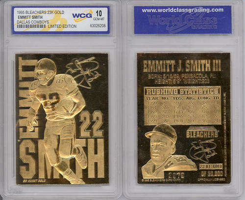1995 EMMITT SMITH COWBOYS 23K GOLD CARD - GEM-MINT 10