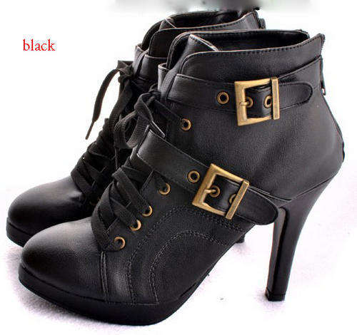 SEXY ANKLE BOOTS WITH LACE AND BUCKLE DETAIL,BLACK SIZE 3 SHIPS IMMEDIATELY R265.00