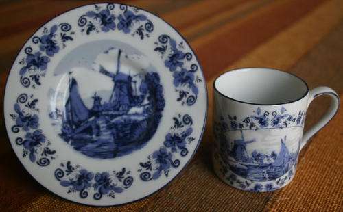 DUTCH DELFT BLUE MINIATURE MUG & SAUCER