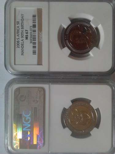 **MS67***Very Rare!***Very High Grade !!! ***90th Birthday Mandela R5 Coin *** NGC graded !!!!!