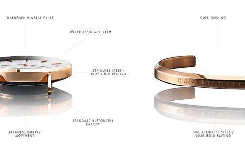 DANIEL WELLINGTON CLASSIC PETITE MELROSE + BRACELET WHITE ROSE GOLD SMALL