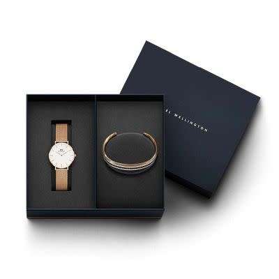 DANIEL WELLINGTON CLASSIC PETITE MELROSE + BRACELET WHITE ROSE GOLD SMALL