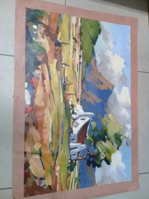Carla Bosch rural farm scene 88x59--Estimated value = +/-  R25900