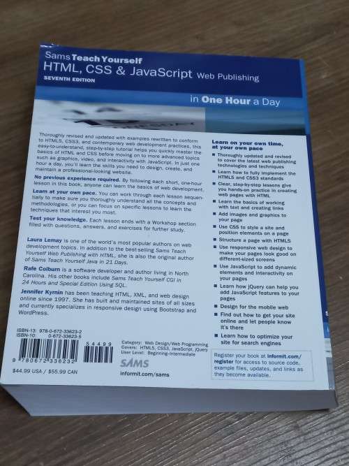 Sams teach yourself HTML, CSS and Javascript web publishing book