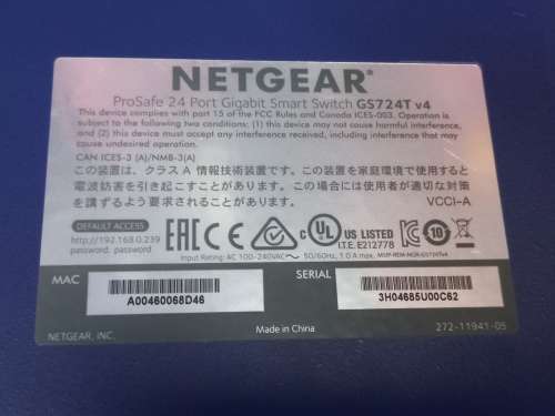NETGEAR prosafe 24 port 10/100/1000Mbps smart switch GS724T