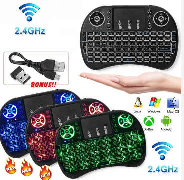 2.4GHz i8 Mini Wireless Keyboard with Touchpad LED Backlit with USB