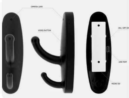 Mini Clothes Hook With Hidden Camera Black J018