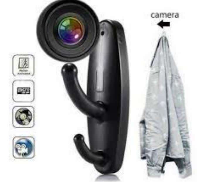Mini Clothes Hook With Hidden Camera Black J018