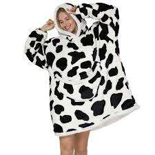 HUGGLE HOODIE COW PRINT ---ONE SIZE FITS ALL    BE SNUGG AND WARM THIS WINTER SEASON  SOFT, CO