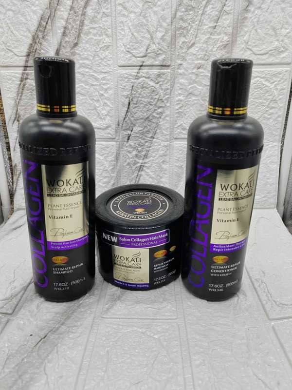 WOKALI KETATIN SHAMPOO, CONDITIONER AND HAIR MASK SET  COMBO