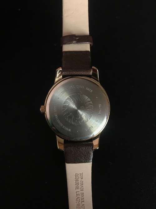 Anne Klein Ladies Gold-Tone Brown Leather Strap 33mm Watch