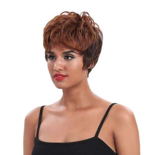 Joedir Short Brazilian Peruvian 100%Human Hair Wigs Pixie Cut Wigs Cattleya Color 4#