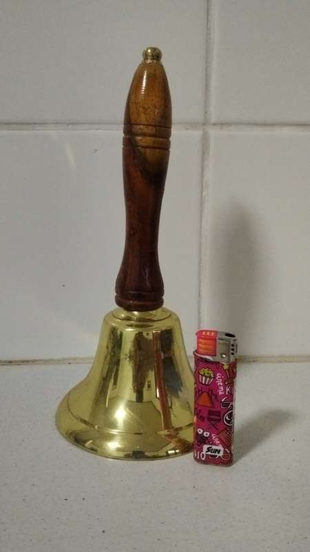 VINTAGE BRASS SCHOOL BELL - IT HAS A RING TO IT !!!!!