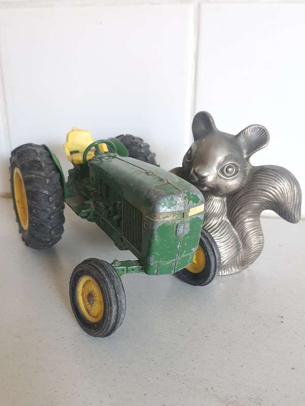ANTIQUE SPLIT DIECAST TRACTOR AND BUNNY PIGGY-BANK !!!