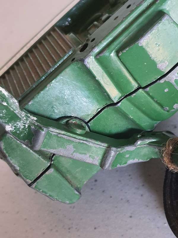 ANTIQUE SPLIT DIECAST TRACTOR AND BUNNY PIGGY-BANK !!!