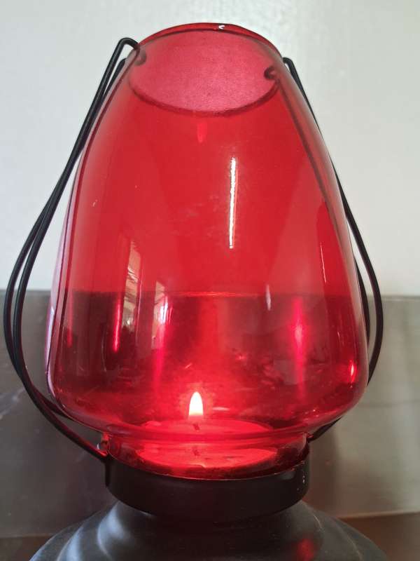 ANTIQUE WEEK #12 - STUNNING DEEP RED GLASS CANDLE SNUFFERS