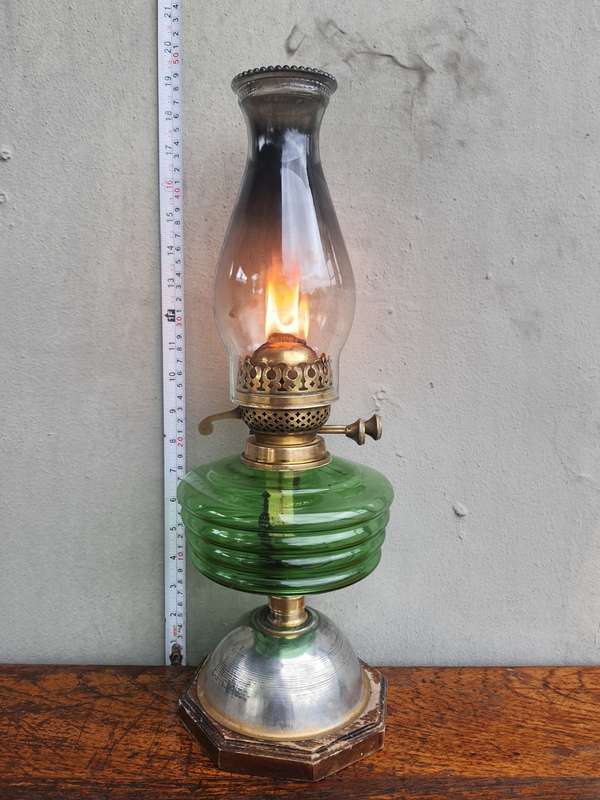 ANTIQUE WEEK #23 - vintage paraffin green lamp - stunning!!