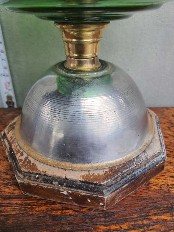 ANTIQUE WEEK #23 - vintage paraffin green lamp - stunning!!