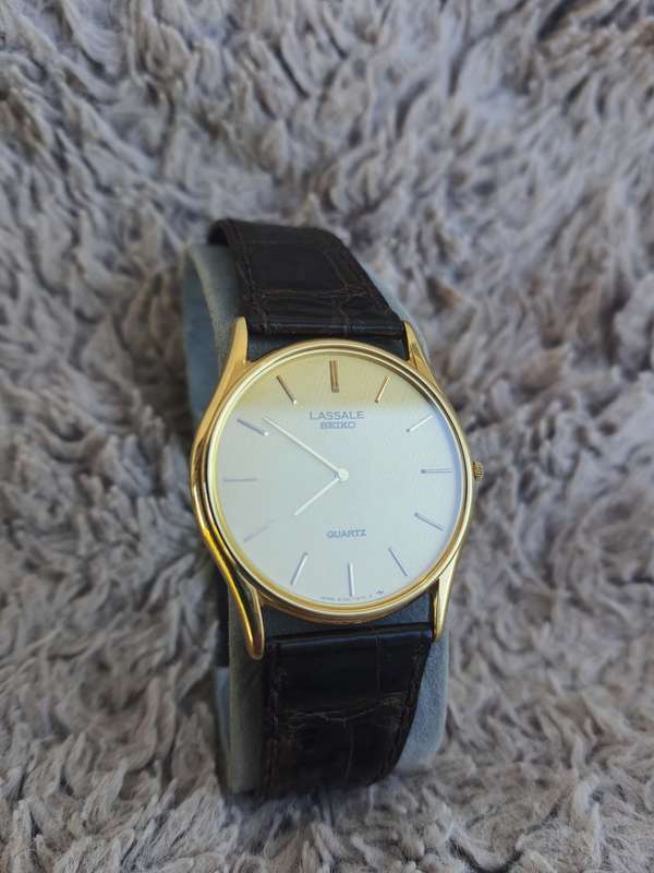 #1 VINTAGE GOLDEN SEIKO LASSALE IN BOX - GENUINE LEATHER
