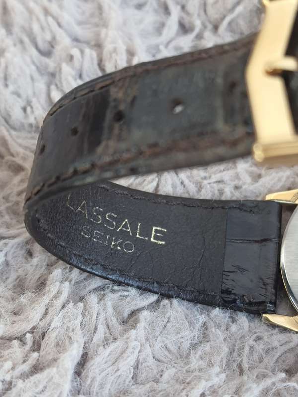#1 VINTAGE GOLDEN SEIKO LASSALE IN BOX - GENUINE LEATHER