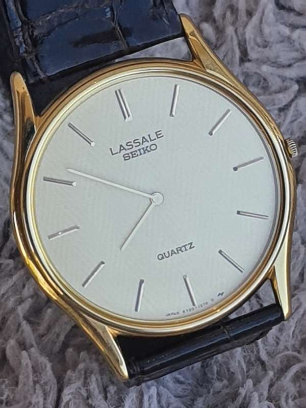 #1 VINTAGE GOLDEN SEIKO LASSALE IN BOX - GENUINE LEATHER