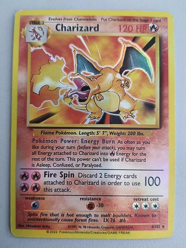 #23 - SUPPER RARE CHARIZARD STAGE 2 SHADOWLESS TRADING CARD