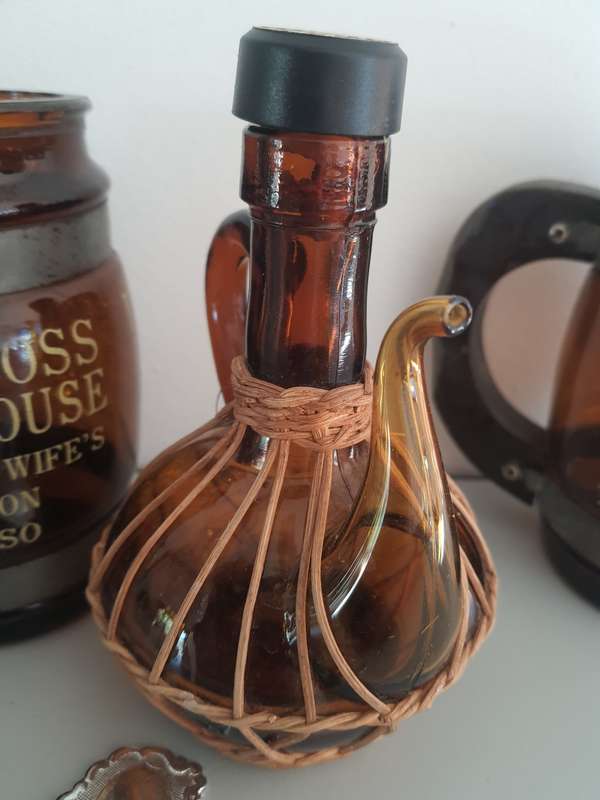 #39 - VINTAGE BROWN GLASS BEER MUGS