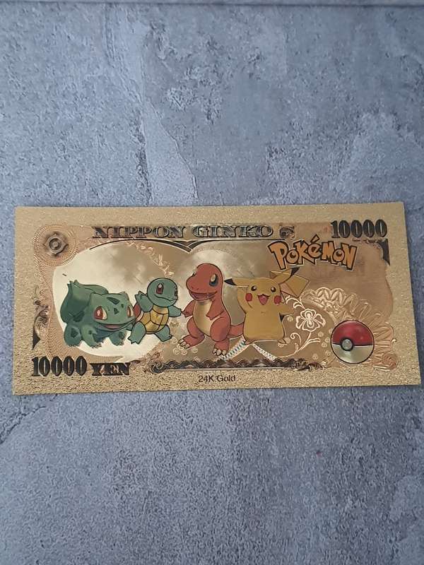 #3 GOLD 99999999 24K LEAF NOVELTY POKEMON NOTE