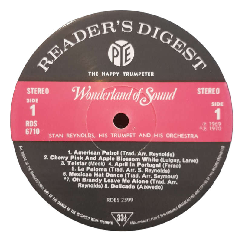 1970 Stan Reynolds, His Trumpet & His Orchestra - The Happy Trumpeter - Vinyl, 7`, 33 RPM - Jazz - E