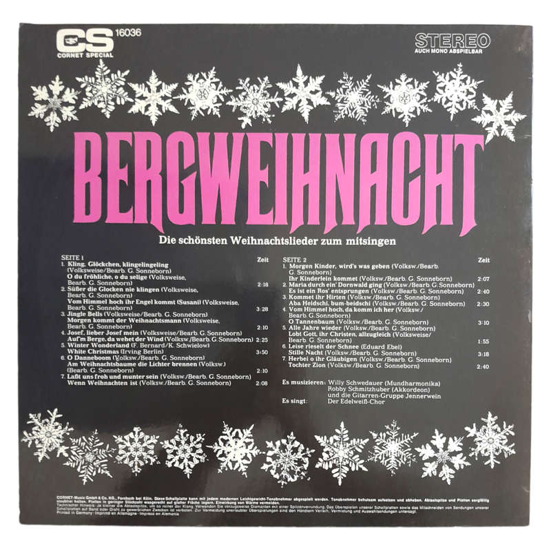 Various - Bergweihnacht (Die Schönsten Weihnachtslieder Zum Mitsingen) - Vinyl, 7`, 33 RPM - Folk, W