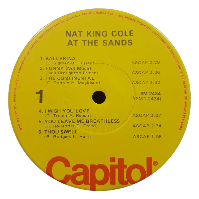 1966 Nat King Cole - Nat King Cole At The Sands - Vinyl, 7`, 33 RPM - Jazz, Pop - Very Good Plus - W