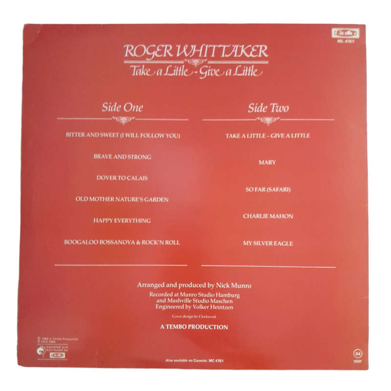 1984 Roger Whittaker - Take A Little-Give a Little - Vinyl, 7`, 33 RPM - Pop, Folk, World & Country