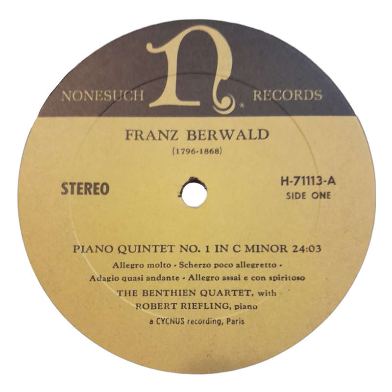 1966 Franz Berwald - Piano Quintet No. 1 In C Minor / Piano Quintet No. 2 In A Major - Vinyl, 7`, 33