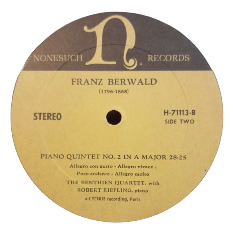 1966 Franz Berwald - Piano Quintet No. 1 In C Minor / Piano Quintet No. 2 In A Major - Vinyl, 7`, 33