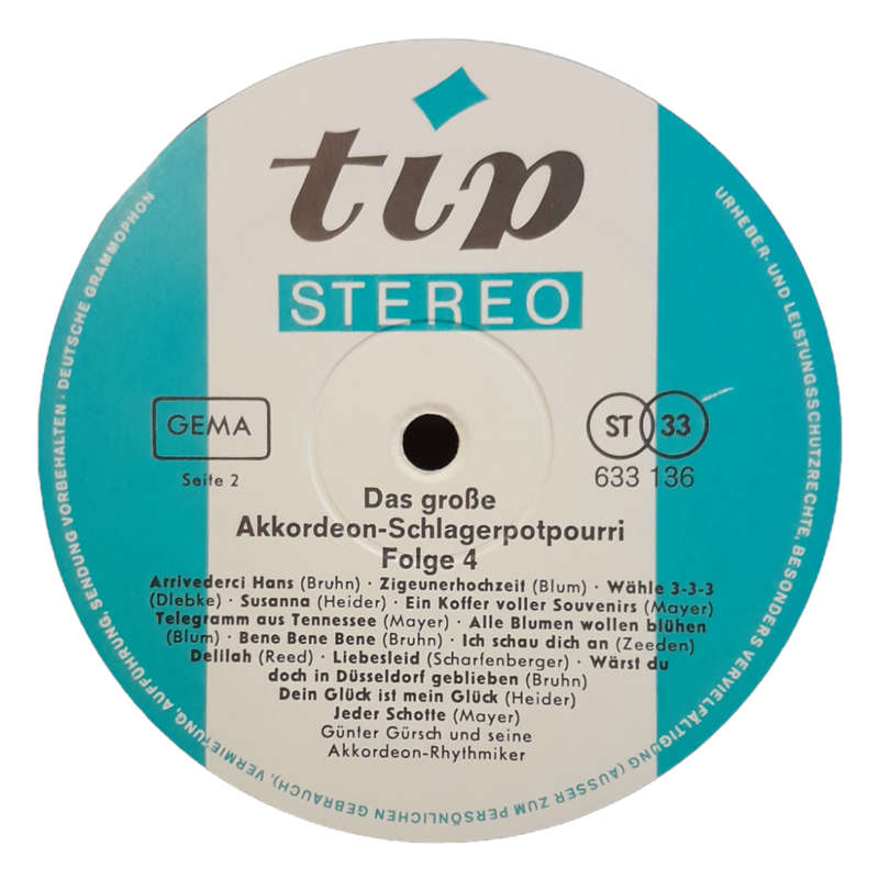 1969 Günter Gürsch Und Seine Akkordeon-Rhythmiker - Das Grosse Akkordeon Achlagerpotpourri-Folge 4 -