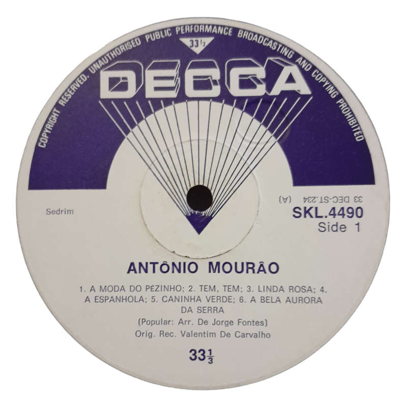 1970  António Mourão  Folclore Das Provincias - Vinyl, 7`, 33 RPM - Folk, World & Country - Good -