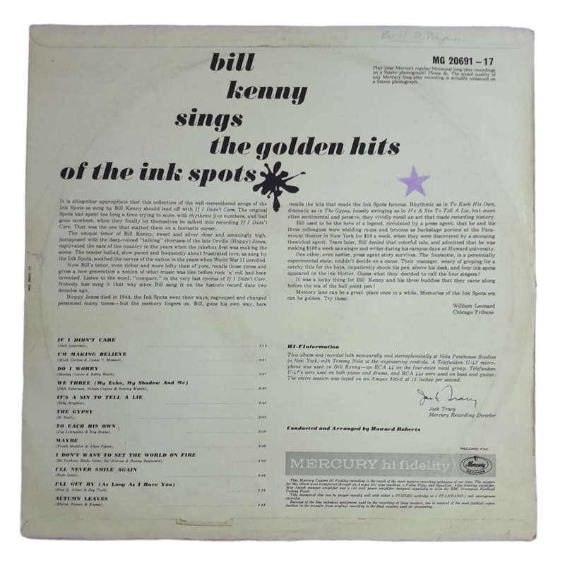 1964 Bill Kenny - Sings The Golden Hits Of The Ink Spots - Vinyl, 7`, 33 RPM - Jazz, Funk / Soul, Po