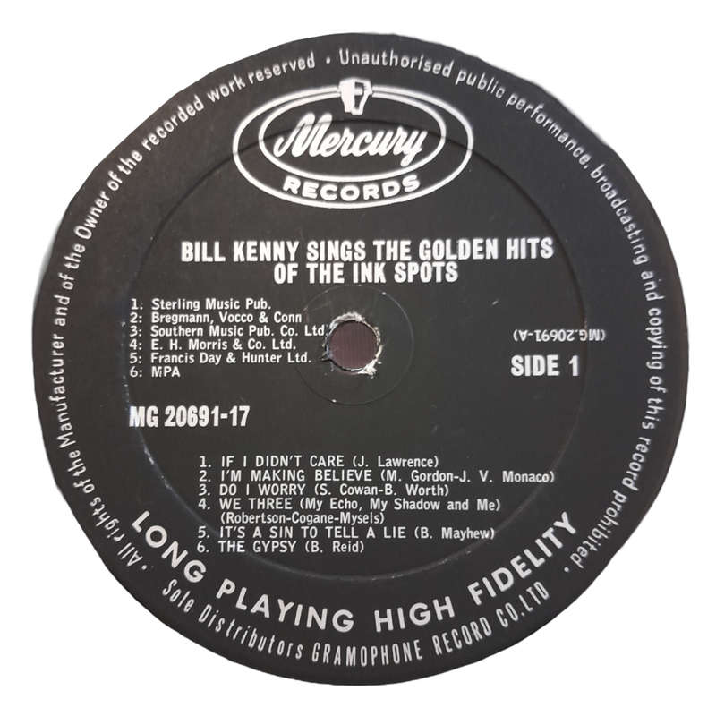 1964 Bill Kenny - Sings The Golden Hits Of The Ink Spots - Vinyl, 7`, 33 RPM - Jazz, Funk / Soul, Po
