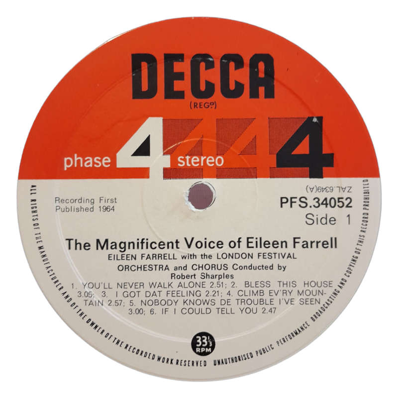 1965 Eileen Farrell - The Magnificent Voice Of Eileen Farrell - Vinyl, 7`, 33 RPM - Jazz - Very Good