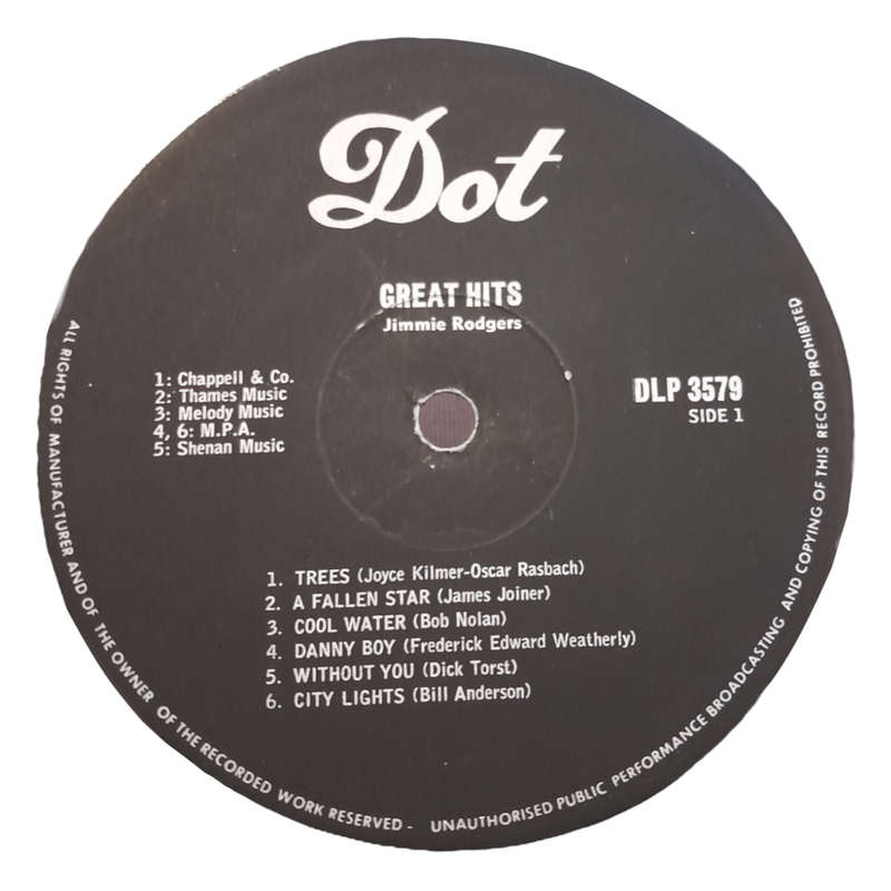 1964 Jimmie Rodgers - 12 Great Hits - Vinyl, 7`, 33 RPM - Pop, Folk, World & Country - Very Good Plu