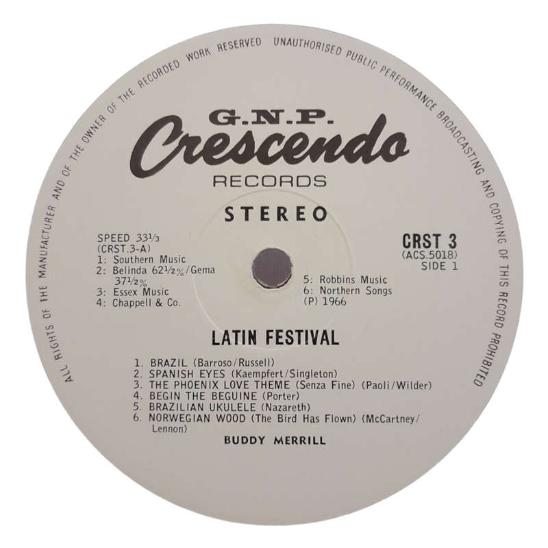 1966 Buddy Merrill - Latin Festival:The Guitar Sounds Of Buddy Merrill - Vinyl, 7`, 33 RPM - Jazz, L