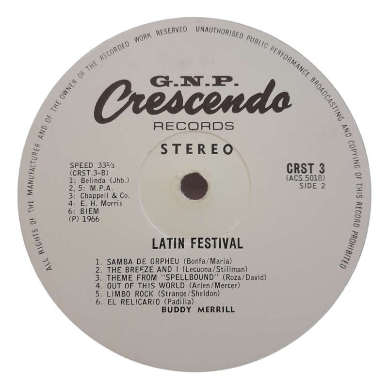 1966 Buddy Merrill - Latin Festival:The Guitar Sounds Of Buddy Merrill - Vinyl, 7`, 33 RPM - Jazz, L