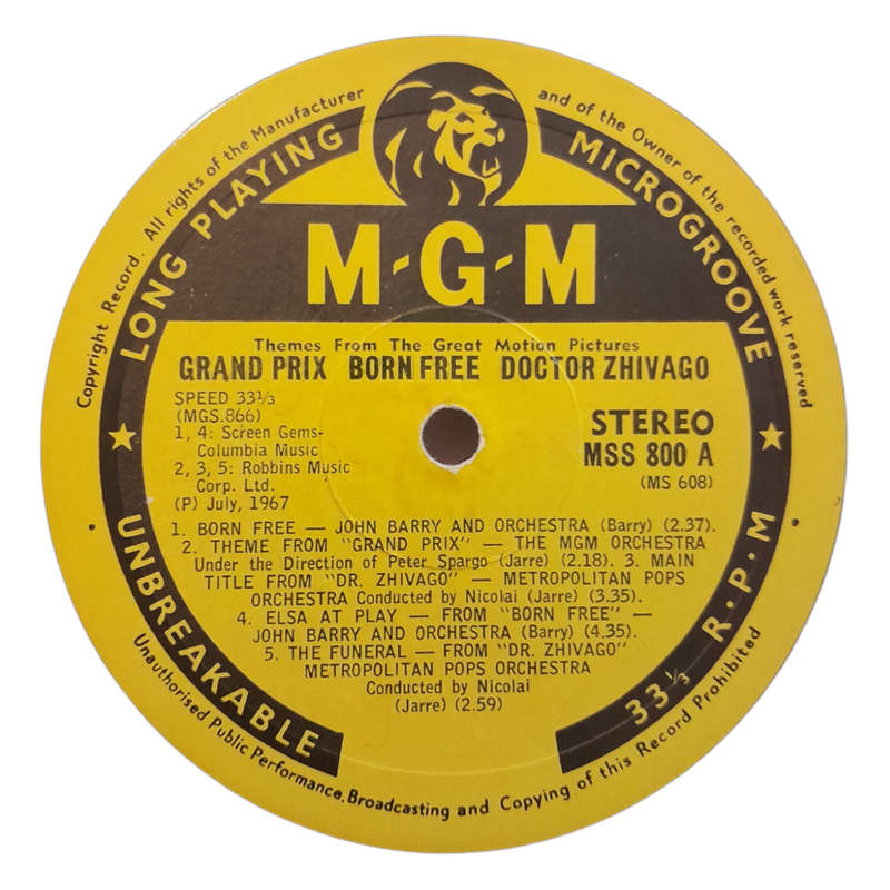 1967 Various - Themes From The Great Motion Pictures Grand Prix / Doctor Zhivago / Born Free - Vinyl