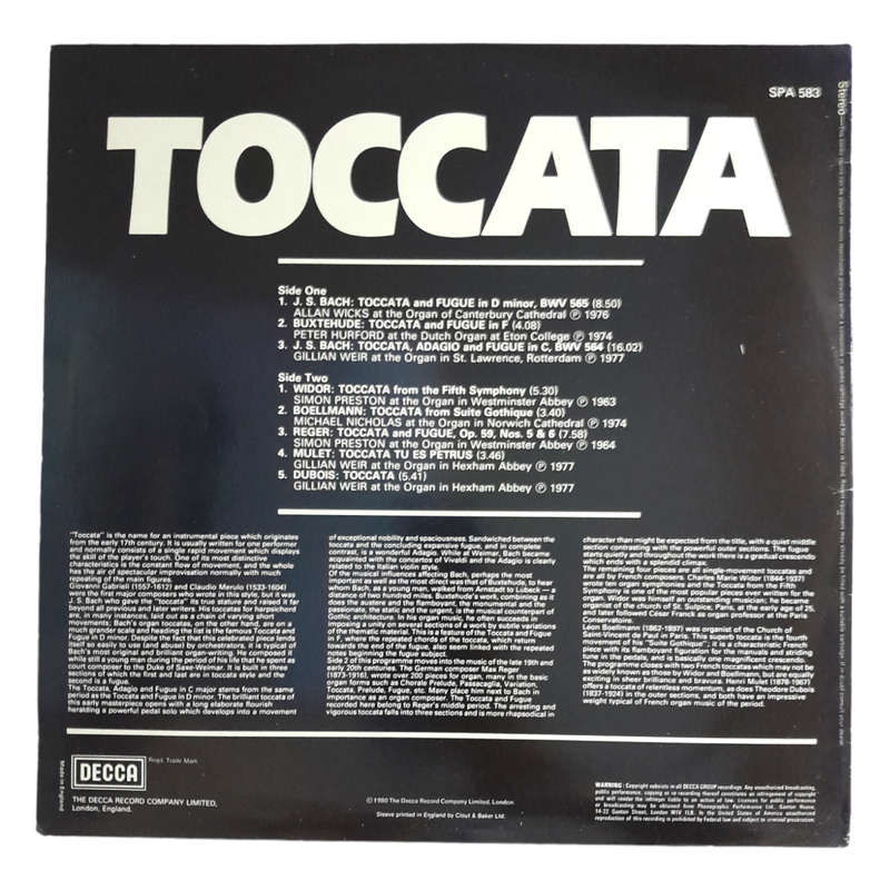 1980 Various - Toccata - Vinyl, 7`, 33 RPM - Classical - Very Good - With Cover